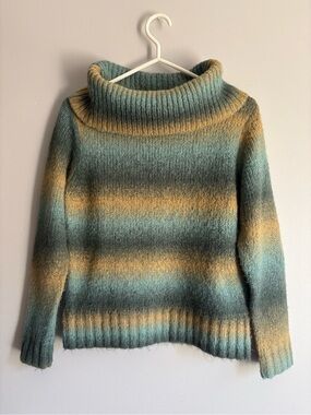 Woolrich Ombre Turtleneck Yellow, Green & Blue Sweater 100% Wool